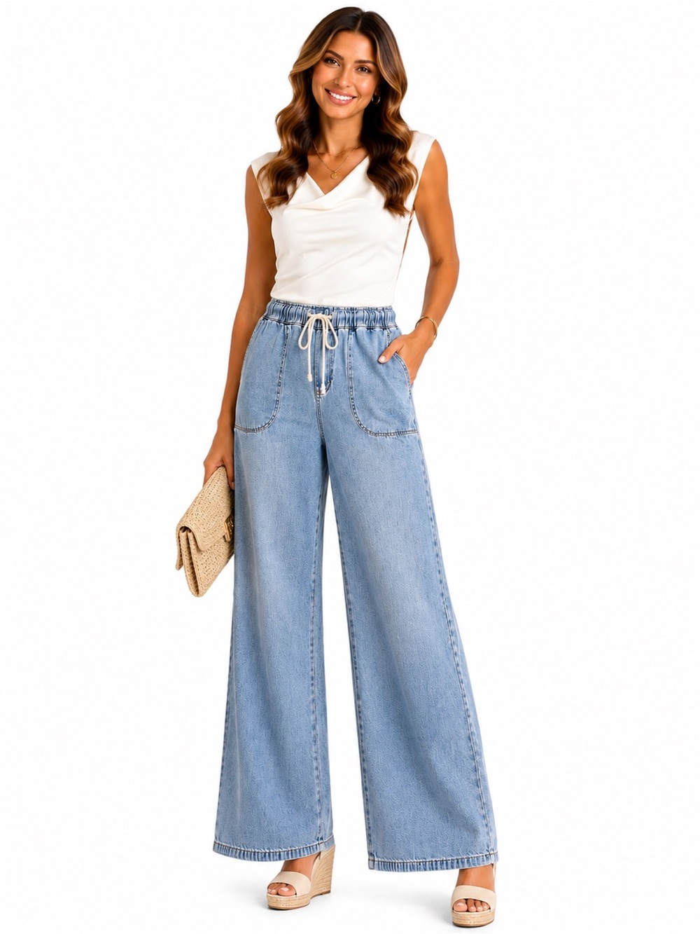 J. Crew Light Blue Wide-Leg Denim Pants